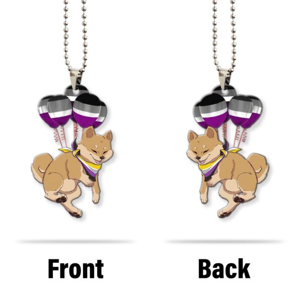 Gearhumans 3D ACE Pride Shiba Inu Fly With Balloons Custom Car Hanging GS25052119 Car Hanging