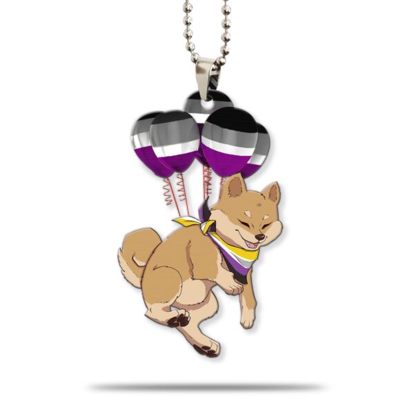 Gearhumans 3D ACE Pride Shiba Inu Fly With Balloons Custom Car Hanging GS25052119 Car Hanging Car Hanging/1 Pack 