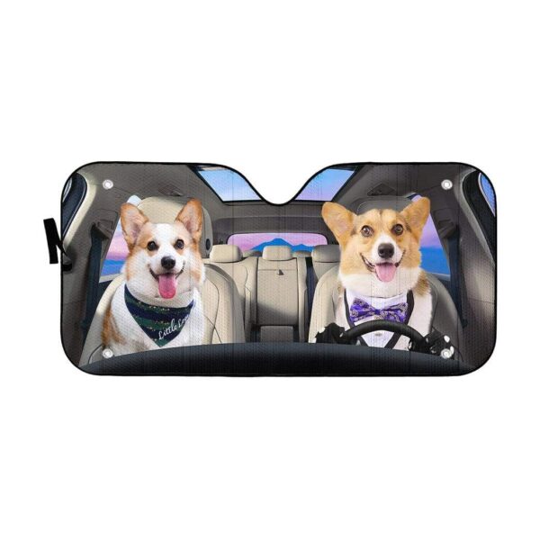 gearhumans 3D Adorable Couple Pembroke Welsh Corgi Dogs Custom Car Auto Sunshade GV26065 Auto Sunshade 57''x27.5'' 