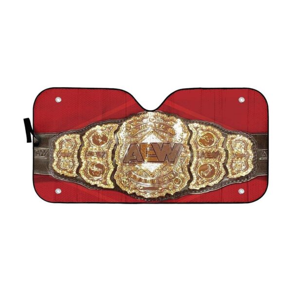 Gearhumans 3D AEW World Heavyweight Championship Belt Custom Auto Car Sunshade GO06052114 Auto Sunshade 57''x27.5'' 