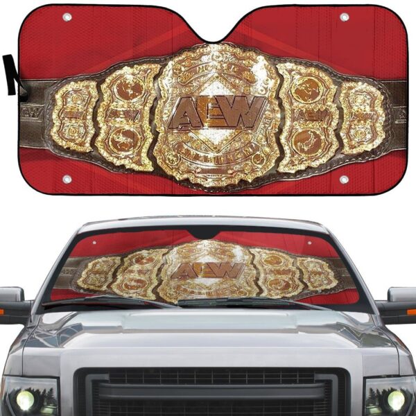 Gearhumans 3D AEW World Heavyweight Championship Belt Custom Auto Car Sunshade GO06052114 Auto Sunshade