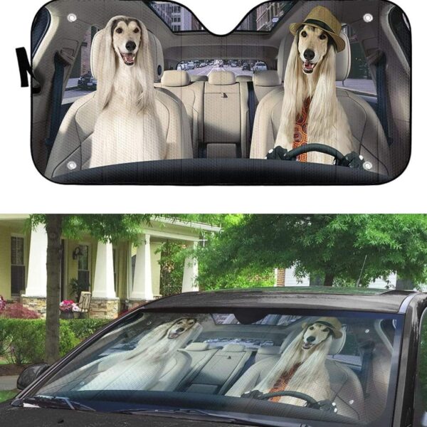 gearhumans 3D Afghan Hound Dog Custom Car Auto Sunshade GW270720 Auto Sunshade 
