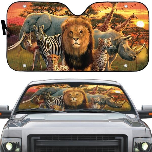 Gearhumans 3D African Animals Custom Auto Car Sunshade GO06052121 Auto Sunshade