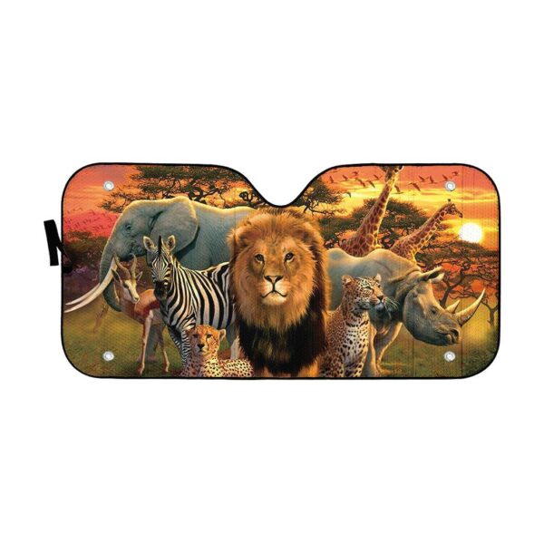 Gearhumans 3D African Animals Custom Auto Car Sunshade GO06052121 Auto Sunshade 57''x27.5'' 
