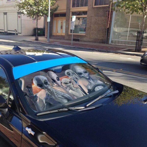 gearhumans 3D Alien Family Custom Car Auto Sunshade GW18084 Auto Sunshade 