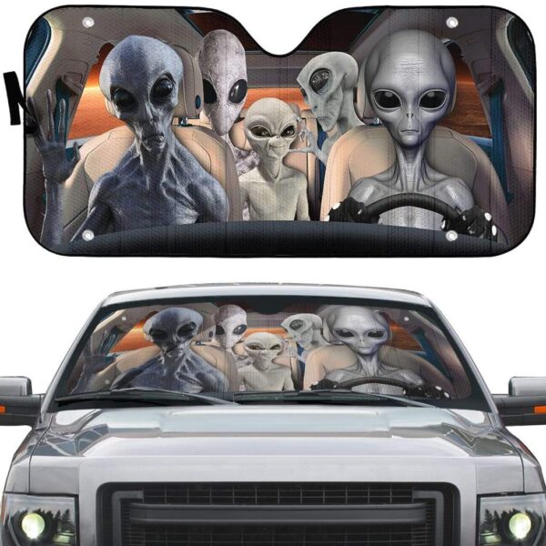 gearhumans 3D Alien Family Custom Car Auto Sunshade GW18084 Auto Sunshade 