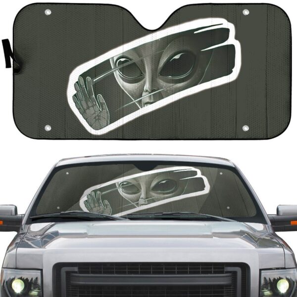 Gearhumans 3D Alien Take A Look To The Mirror Custom Sunshade GO14052110 Auto Sunshade