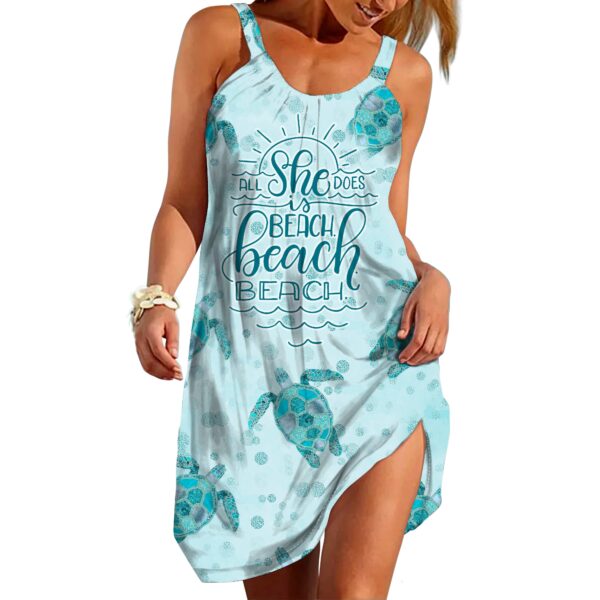 Gearhumans 3D All She Does Is Beach Beach Beach Custom Beach Dress GO04062111 Beach Dress Beach Dress S