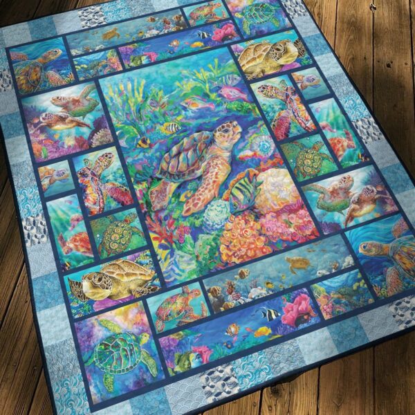 Gearhumans 3D Amazing Great Turtle Ocean Life Custom Quilt Blanket GW0507217 Quilt