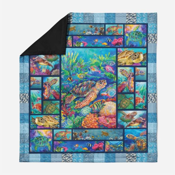 Gearhumans 3D Amazing Great Turtle Ocean Life Custom Quilt Blanket GW0507217 Quilt Quilt Twins 