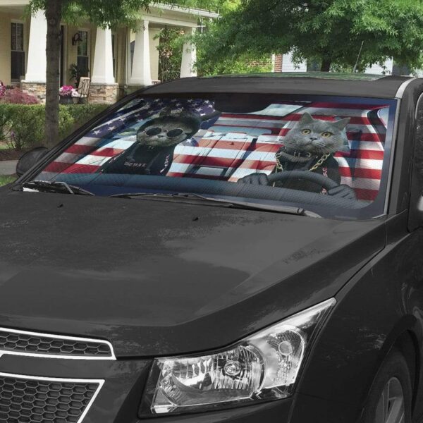 gearhumans 3D America Hoodie Chartreux Cats Custom Car Auto Sunshade GL11062 Auto Sunshade