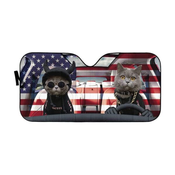 gearhumans 3D America Hoodie Chartreux Cats Custom Car Auto Sunshade GL11062 Auto Sunshade 57''x27.5'' 