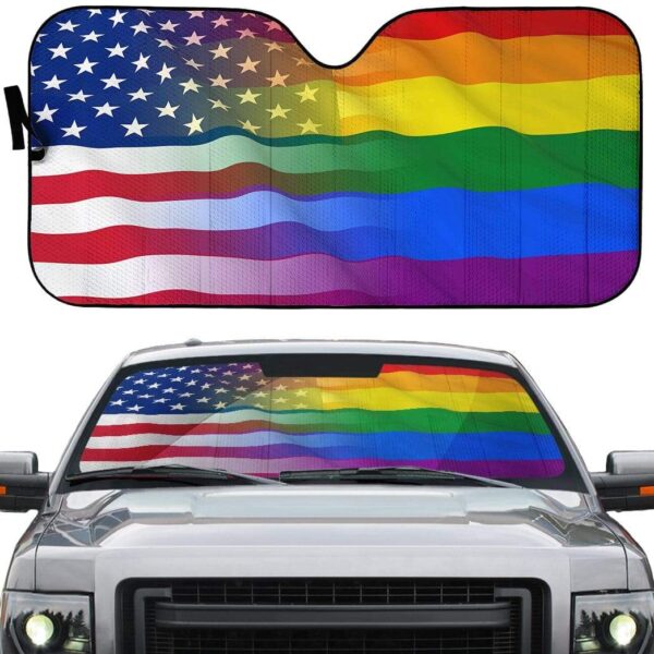 gearhumans 3D America Rainbow Flag Custom Car Auto Sunshade GW02066 Auto Sunshade