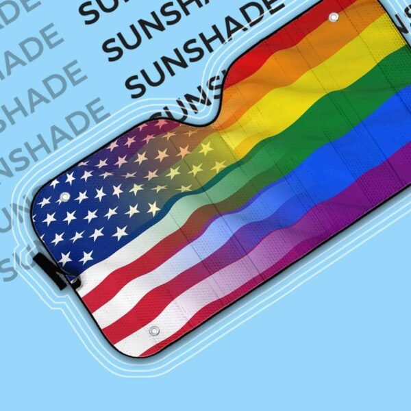 gearhumans 3D America Rainbow Flag Custom Car Auto Sunshade GW02066 Auto Sunshade 