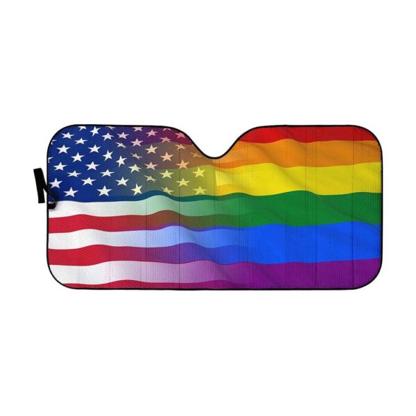 gearhumans 3D America Rainbow Flag Custom Car Auto Sunshade GW02066 Auto Sunshade 57''x27.5'' 