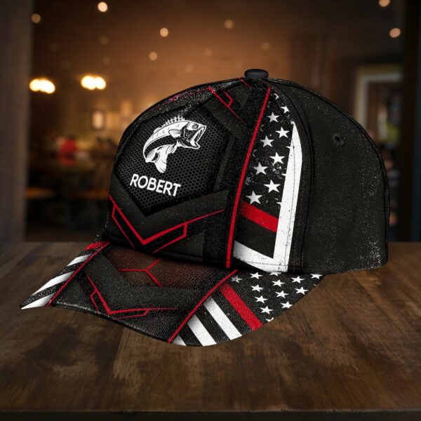 Gearhumans 3D American Bass Fishing Custom Name Classic Cap GW050422 Cap