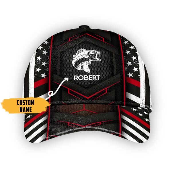 Gearhumans 3D American Bass Fishing Custom Name Classic Cap GW050422 Cap Cap