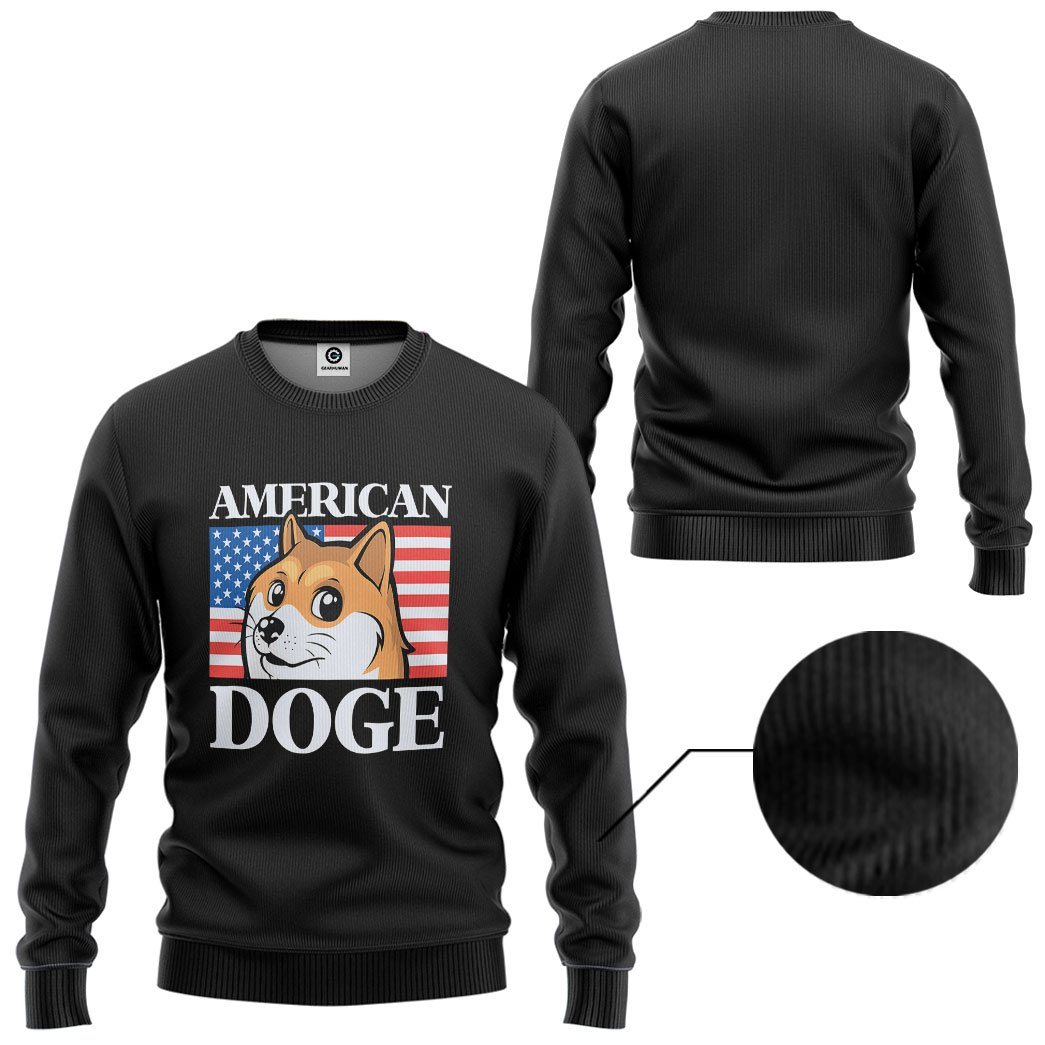 Gearhumans 3D American Doge Custom Tshirt Hoodie Apparel GO24052108 3D Apparel