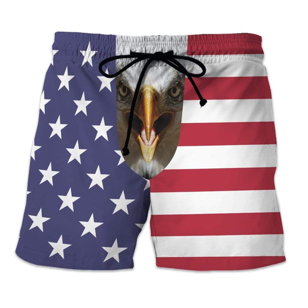 Gearhumans 3D American Flag Beach Shorts Swim Trunks GV03061 Men Shorts Men Shorts S