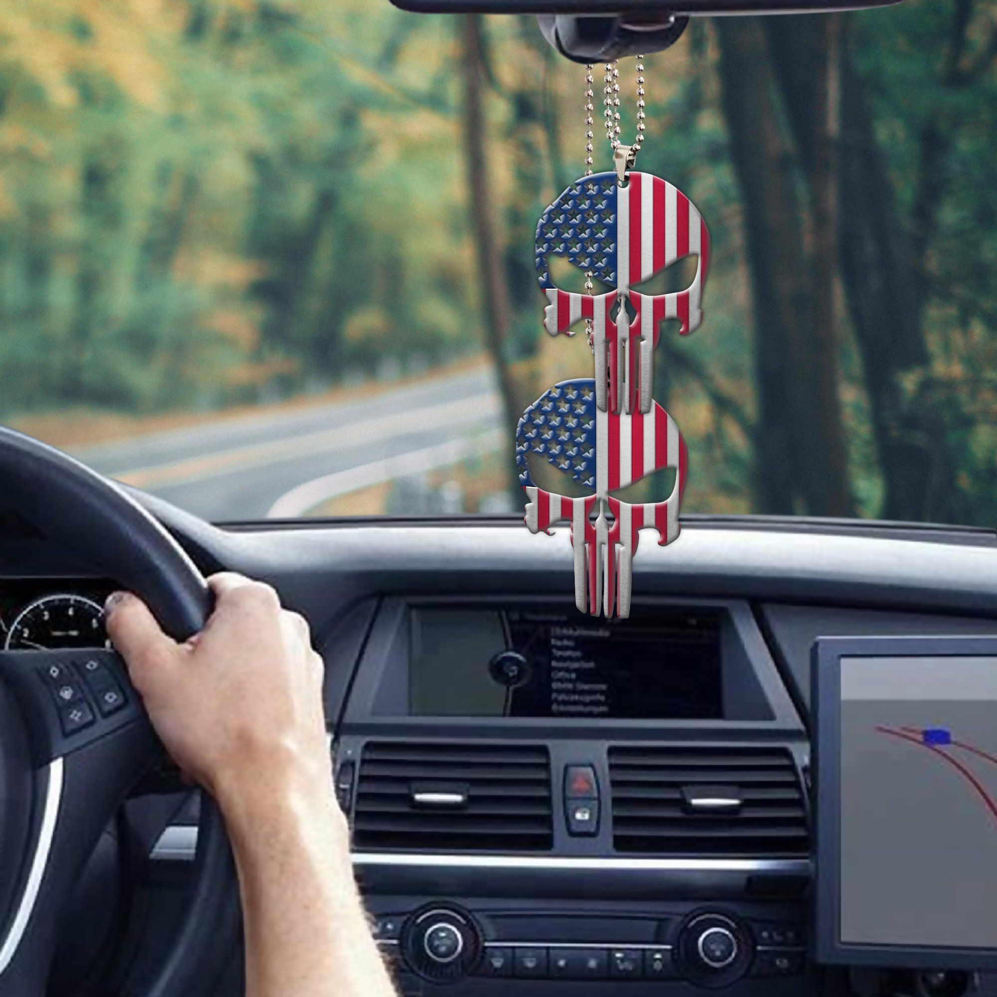 Gearhumans 3D American Flag Skull Custom Car Hanging GW1706213 Car Hanging