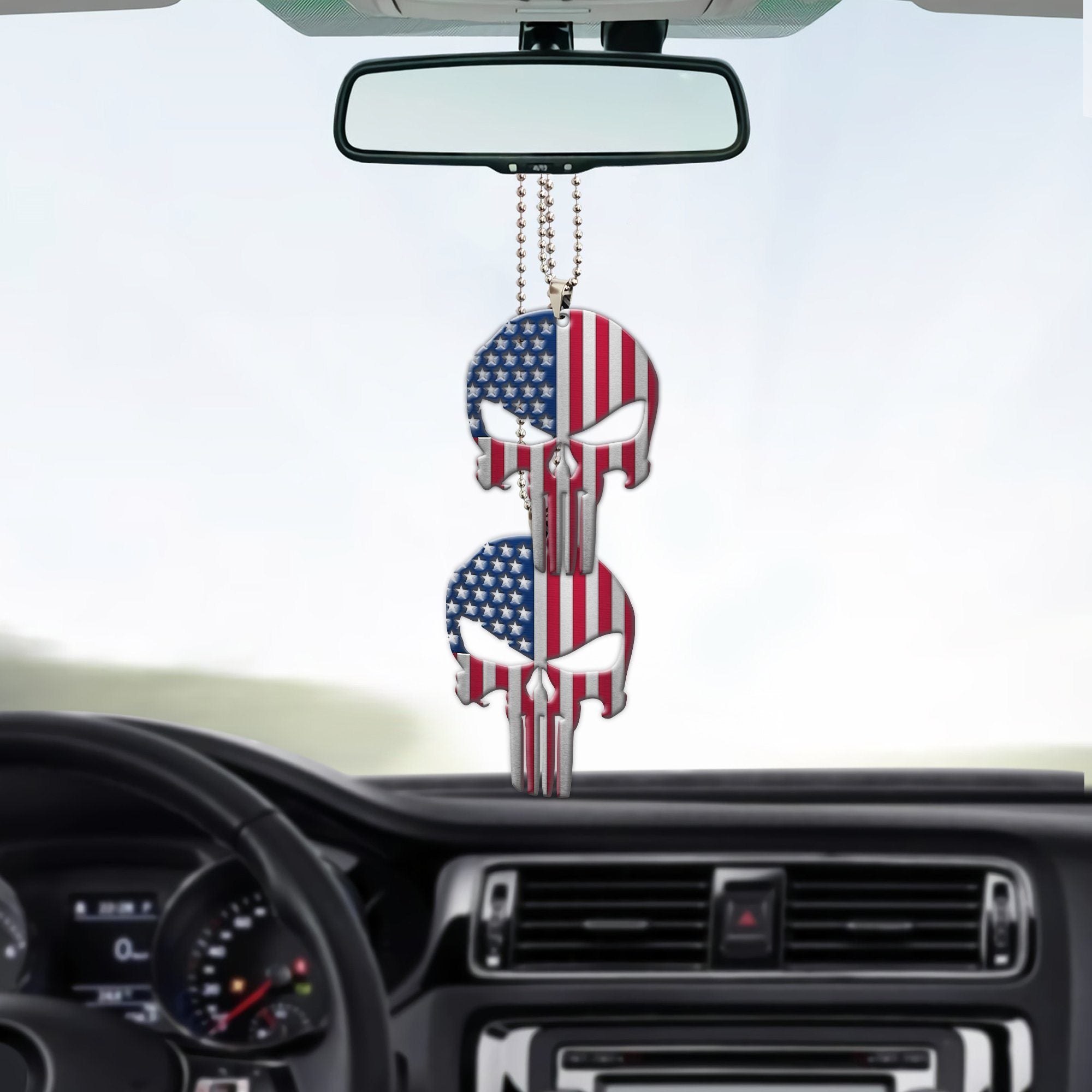 Gearhumans 3D American Flag Skull Custom Car Hanging GW1706213 Car Hanging