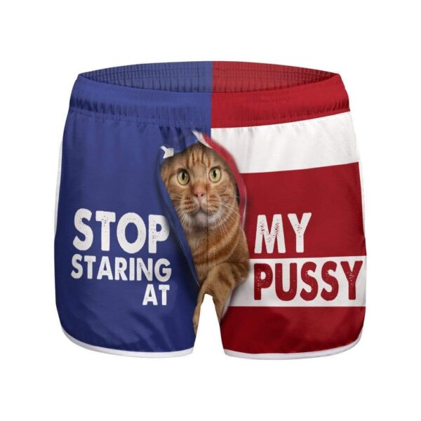 Gearhumans 3D American Shorthair Cat Stop Staring at My Pussy Custom Women Beach Shorts Swim Trunk GV30079 Women Shorts