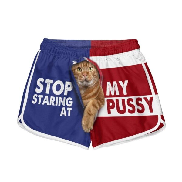 Gearhumans 3D American Shorthair Cat Stop Staring at My Pussy Custom Women Beach Shorts Swim Trunk GV30079 Women Shorts Women Shorts XS