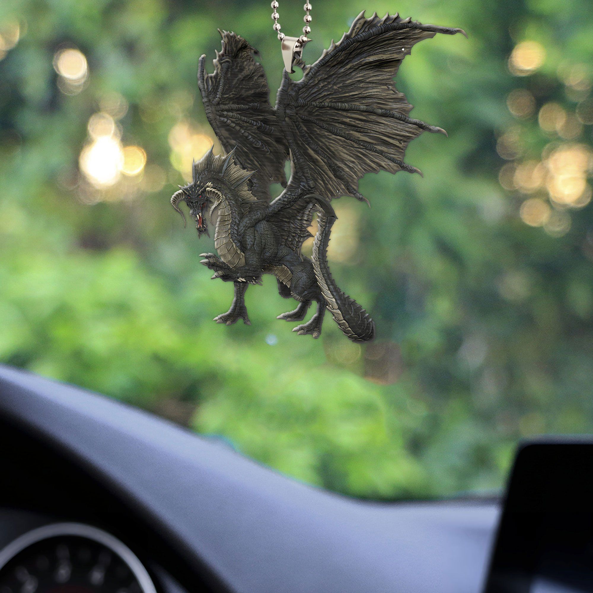 Gearhumans 3D Ancient Black Dragon Custom Car Hanging GW22068 Car Hanging
