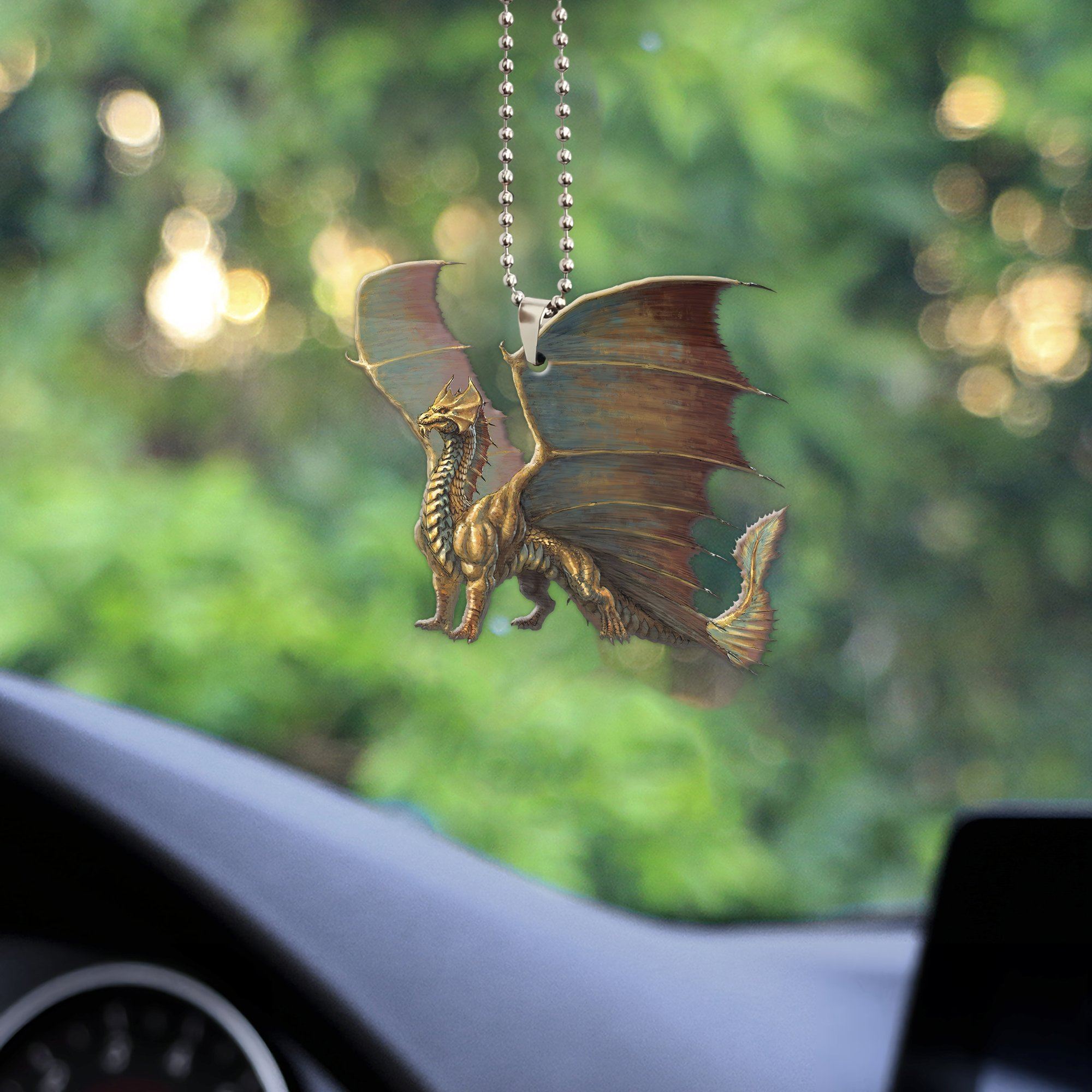 Gearhumans 3D Ancient Brass Dragon Custom Car Hanging GW22062112 Car Hanging