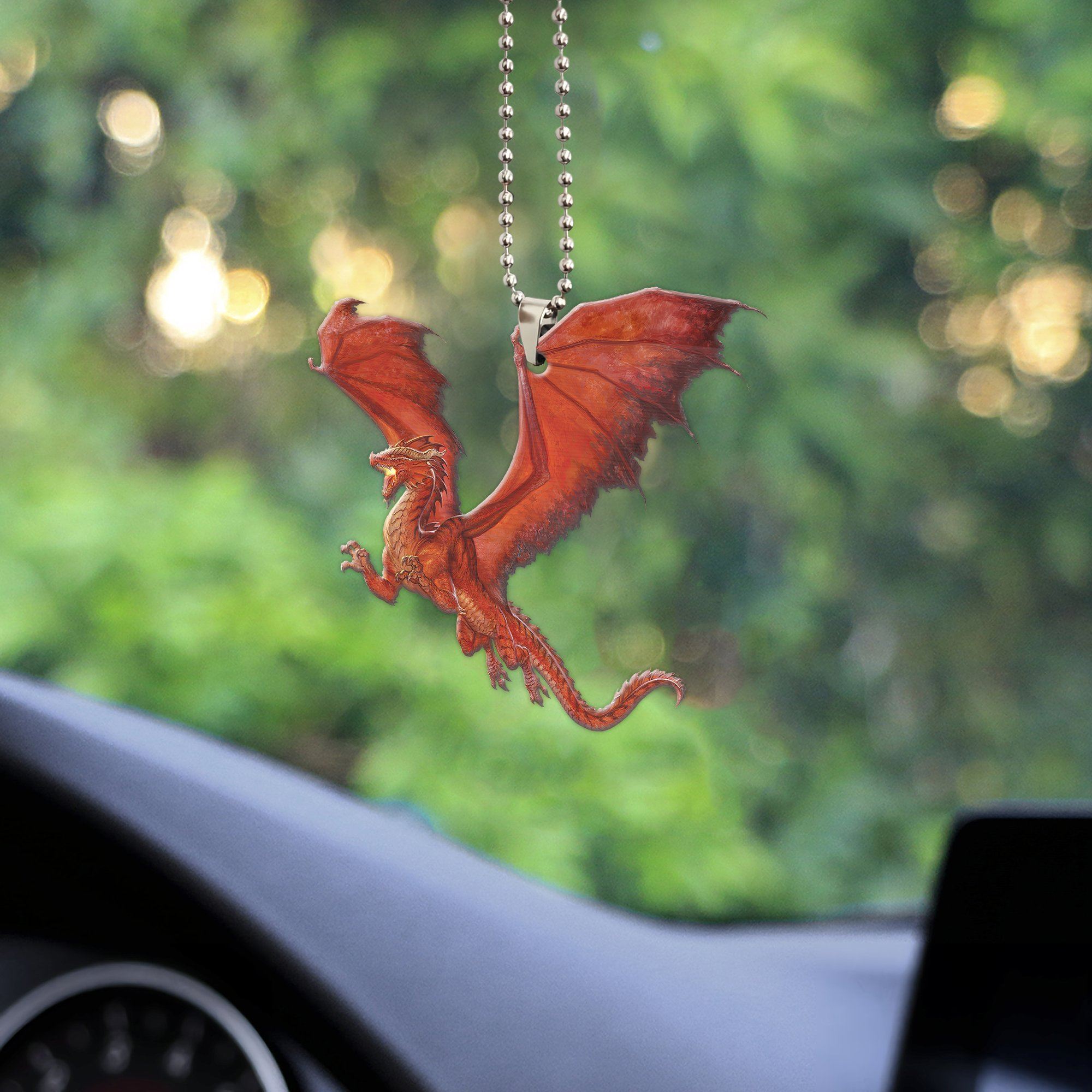 Gearhumans 3D Ancient Red Dragon Custom Car Hanging GW2206214 Car Hanging