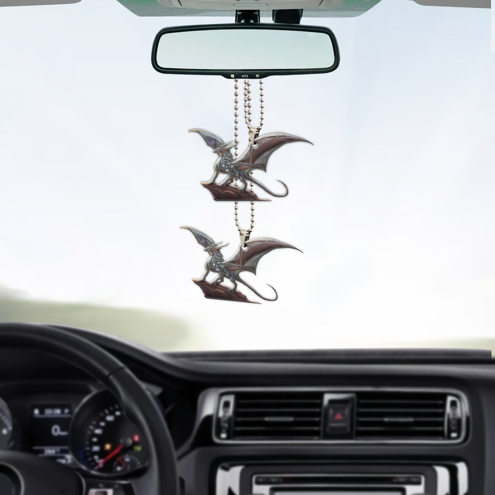 Gearhumans 3D Ancient Silver Dragon Custom Car Hanging GW22062113 Car Hanging
