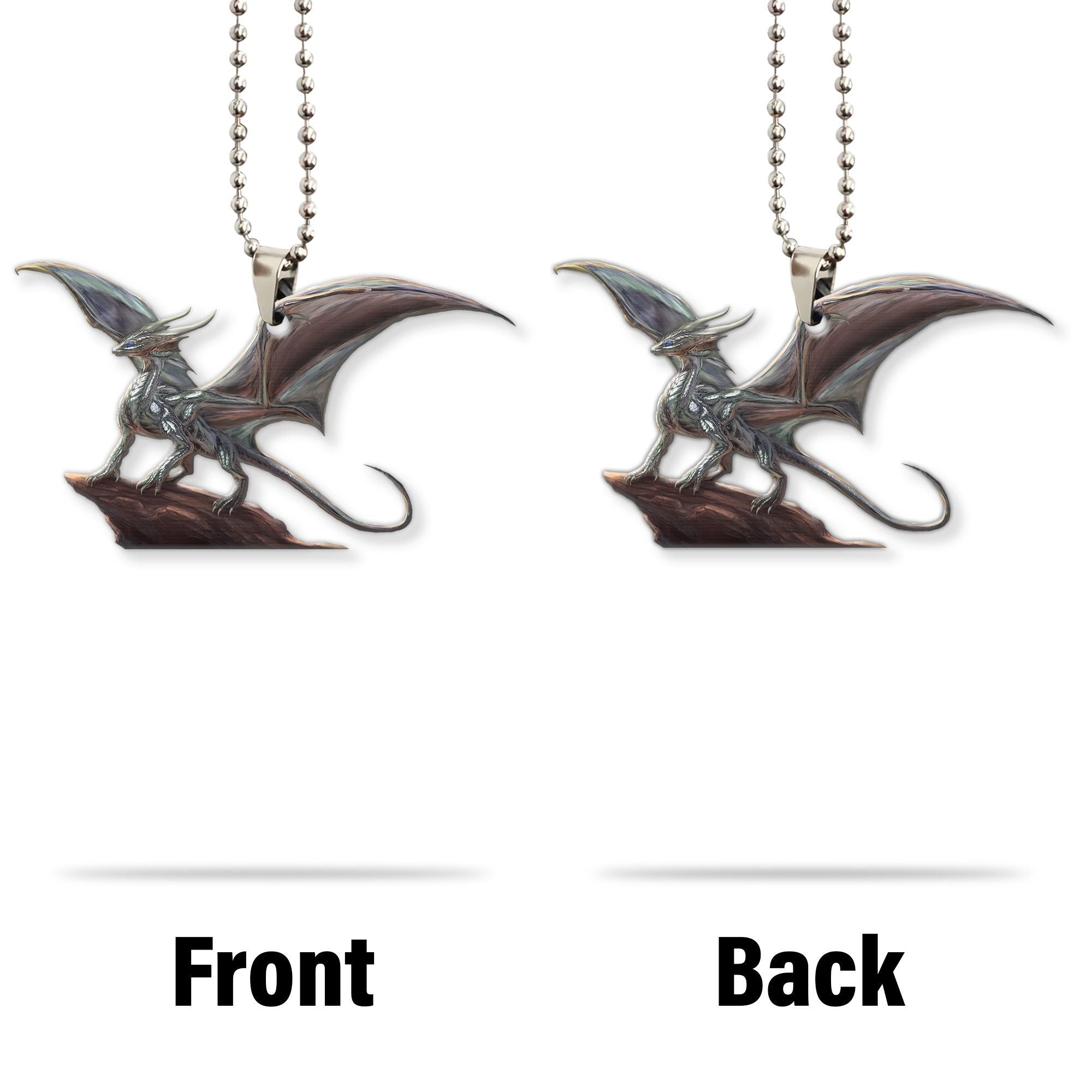 Gearhumans 3D Ancient Silver Dragon Custom Car Hanging GW22062113 Car Hanging