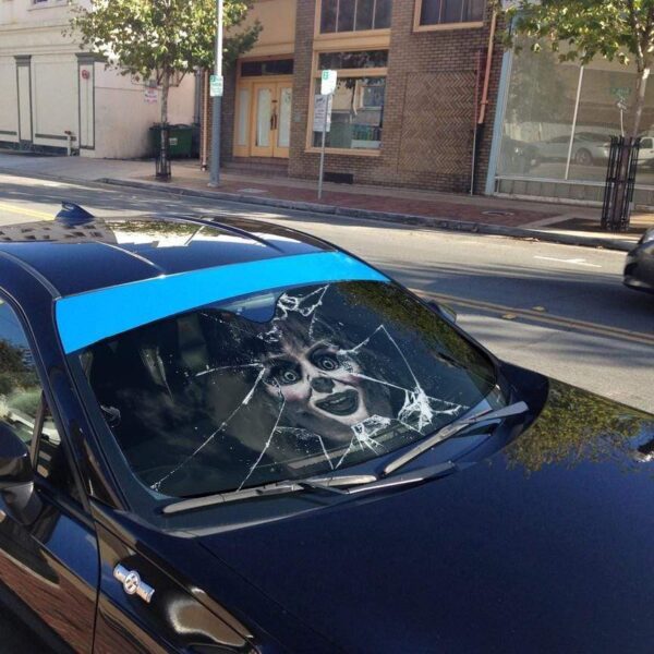 gearhumans 3D Annabelle Horror Custom Car Auto Sunshade GV030820 Auto Sunshade 