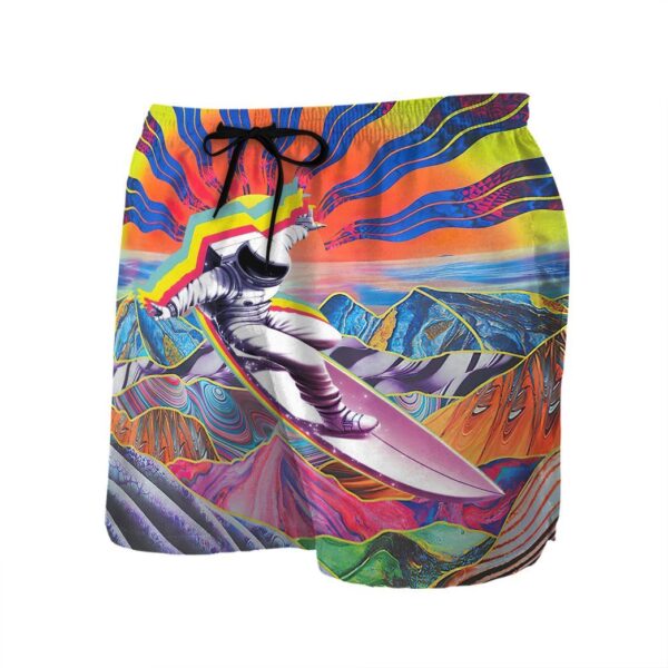 Gearhumans 3D Astronaut Surfing In Hippie Trippy Mountain Custom Man Shorts GS2506216 Men Shorts