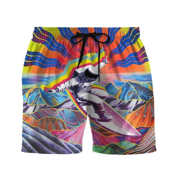 Gearhumans 3D Astronaut Surfing In Hippie Trippy Mountain Custom Man Shorts GS2506216 Men Shorts Men Shorts S 