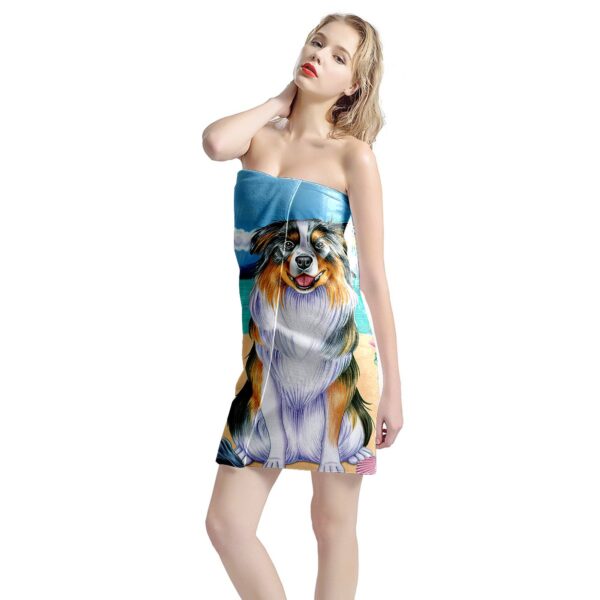 Gearhumans 3D Australian Shepherd Dog Custom Beach Towel GW1105216 Towel 