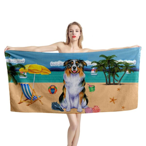 Gearhumans 3D Australian Shepherd Dog Custom Beach Towel GW1105216 Towel