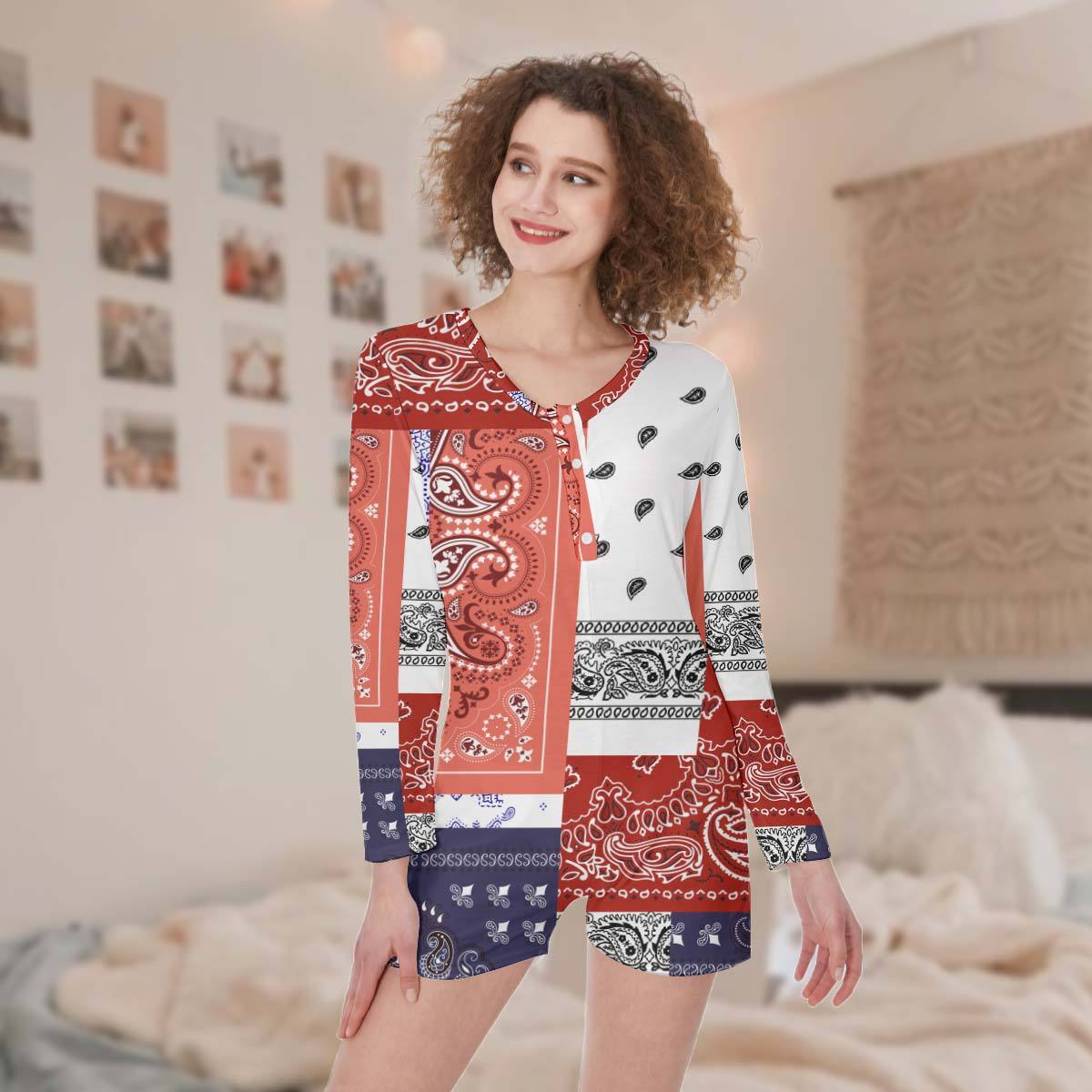 Gearhumans 3D Bandana Hawaii Custom One Piece Womens Pajamas GS02072113 One piece women pajamas