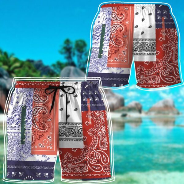 Gearhumans 3D Bandana Pattern Custom Beach Shorts Swim Trunk GW02062123 Men Shorts