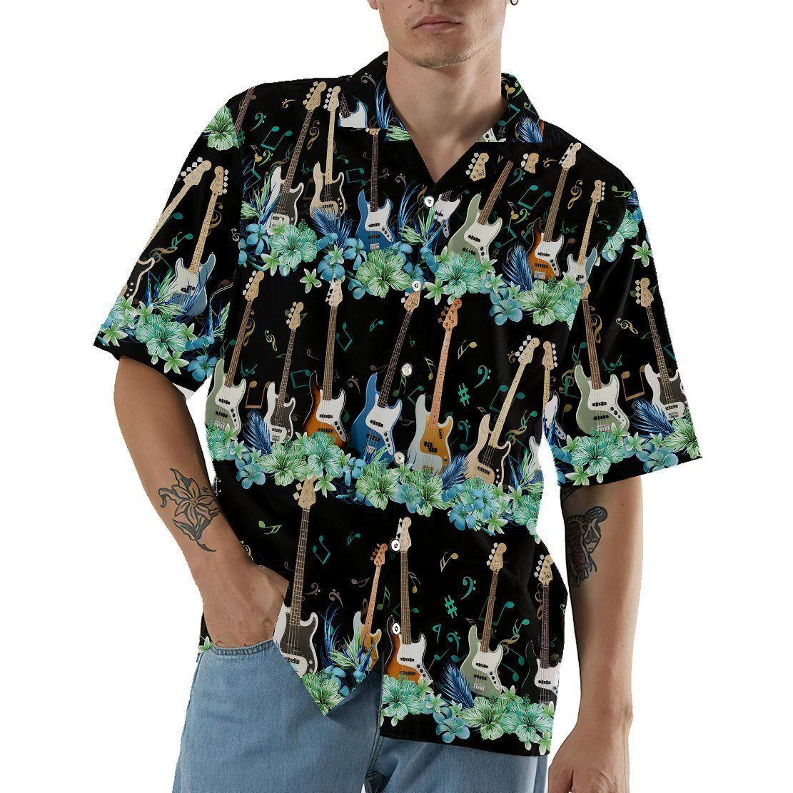 Gearhumans 3D Bass Guitar Hawaii Shirt ZZ13045 Hawai Shirt