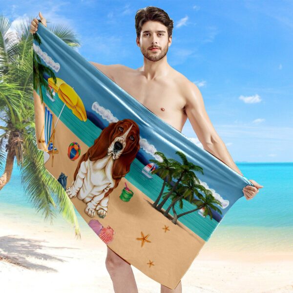 Gearhumans 3D Basset Hound Dog Custom Beach Towel GW1105217 Towel 