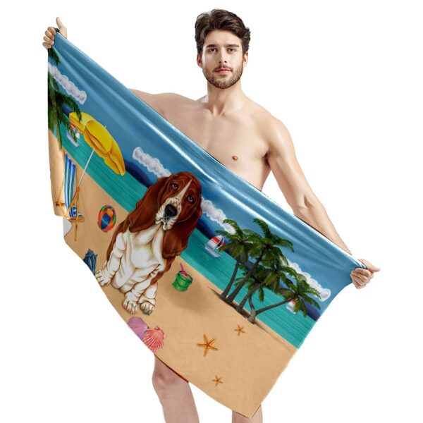 Gearhumans 3D Basset Hound Dog Custom Beach Towel GW1105217 Towel