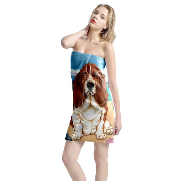 Gearhumans 3D Basset Hound Dog Custom Beach Towel GW1105217 Towel 