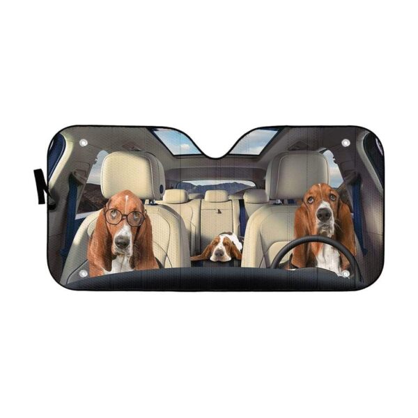 gearhumans 3D Basset Hounds Custom Car Auto Sunshade GS30076 Auto Sunshade 57''x27.5'' 
