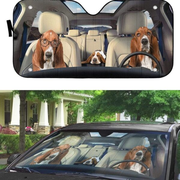 gearhumans 3D Basset Hounds Custom Car Auto Sunshade GS30076 Auto Sunshade 