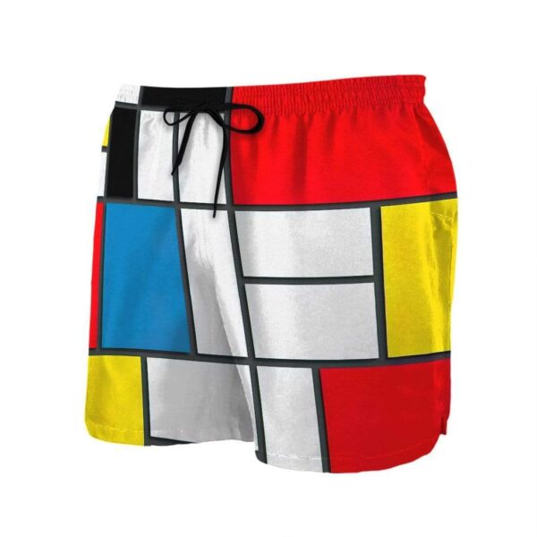 Gearhumans 3D Bauhaus Style Composition II in Red Yellow Blue Custom Beach Shorts Swim Trunks GV180819 Men Shorts