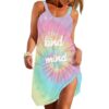 Gearhumans 3D Be Kind To Your Mind Rainbow Tie Dyed Custom Sleeveless Beach Dress GO16062110 Beach Dress Beach Dress S