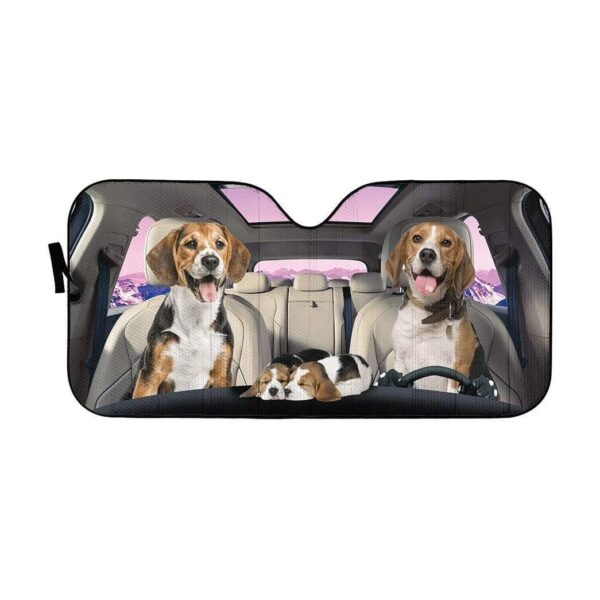 gearhumans 3D Beagle Family Custom Car Auto Sunshade GL23072 Auto Sunshade 57''x27.5'' 