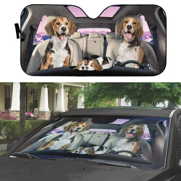 gearhumans 3D Beagle Family Custom Car Auto Sunshade GL23072 Auto Sunshade 