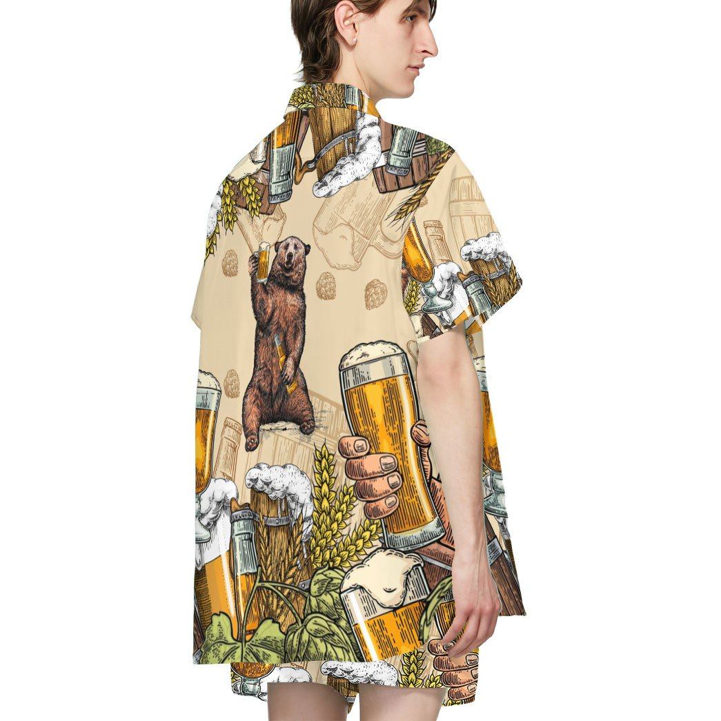 Gearhumans 3D Bear and Beer Custom Hawaii Shirt GS07072119 Hawai Shirt